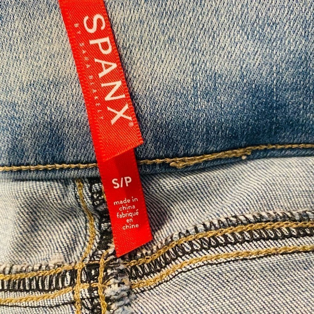 SPANX DISTRESSED RAW HEM SIDE PANEL SKINNY JEANS SIZE SMALL - Picture 7 of 10